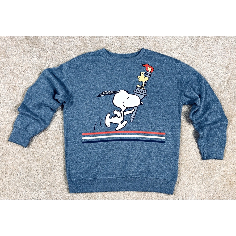 Old Navy Kids XL 14-16 Gray Fleece Pullover Crewneck Snoopy Woodstock Sweatshirt